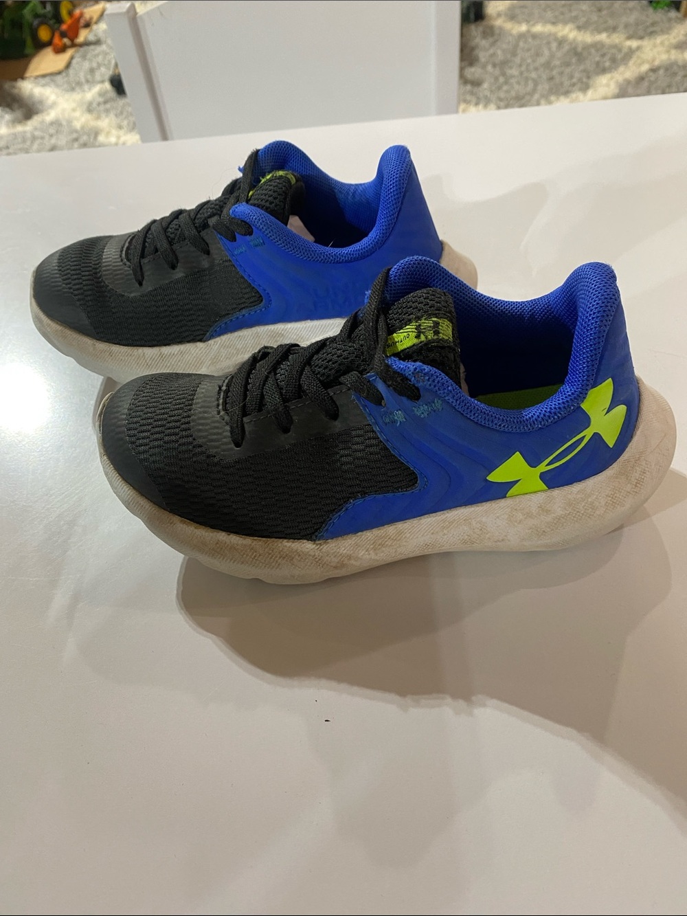 Under Armour Boys' Black & Royal Blue Sneakers with Neon Yellow Logo